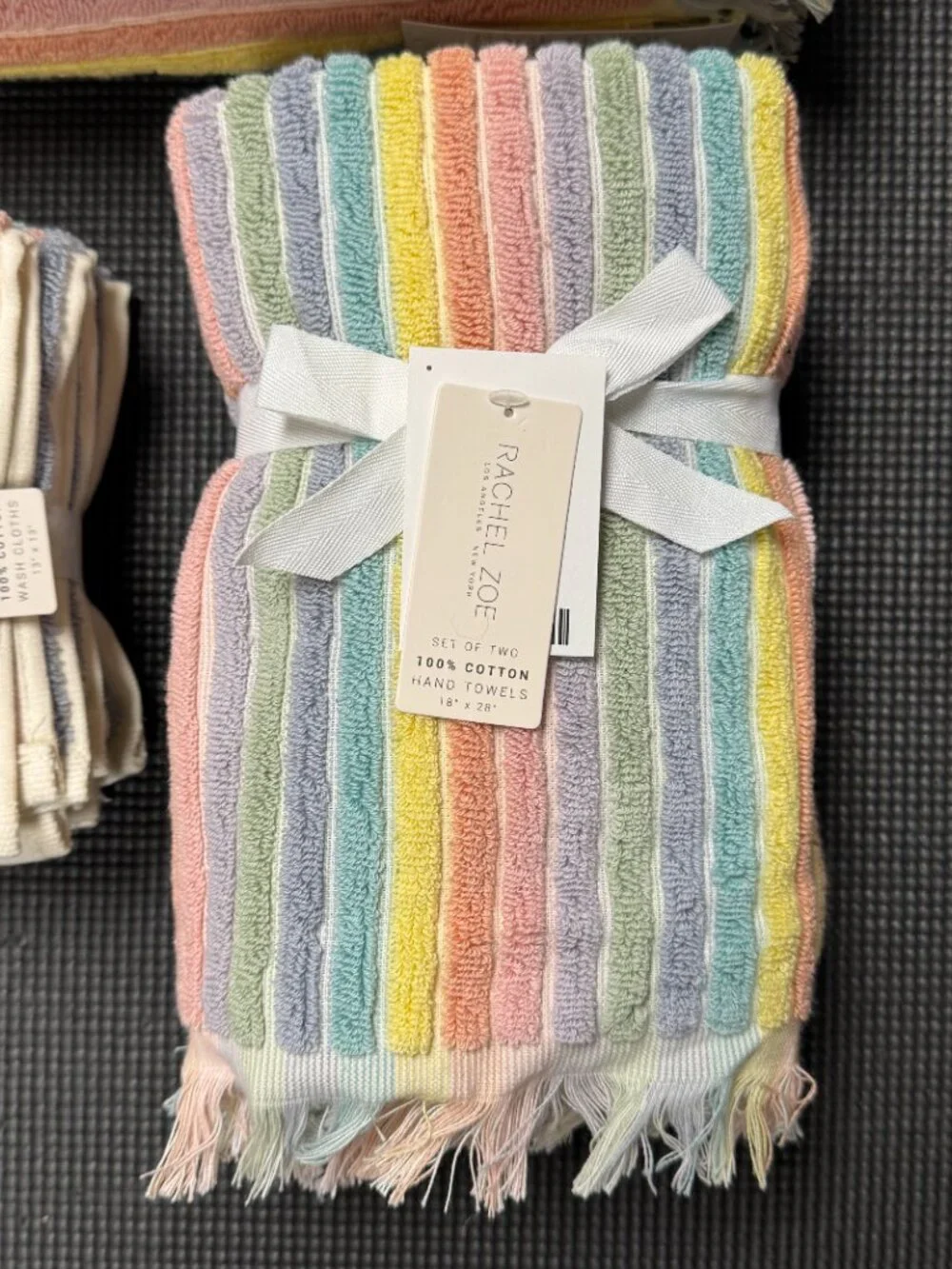 8pc Rachel Zoe RAINBOW STRIPES Summer Sun 2 Bath 2 Hand 4 Washcloths Towel Set